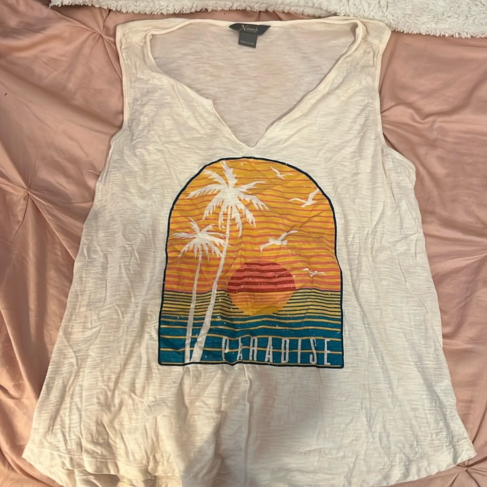 cream tank top with design